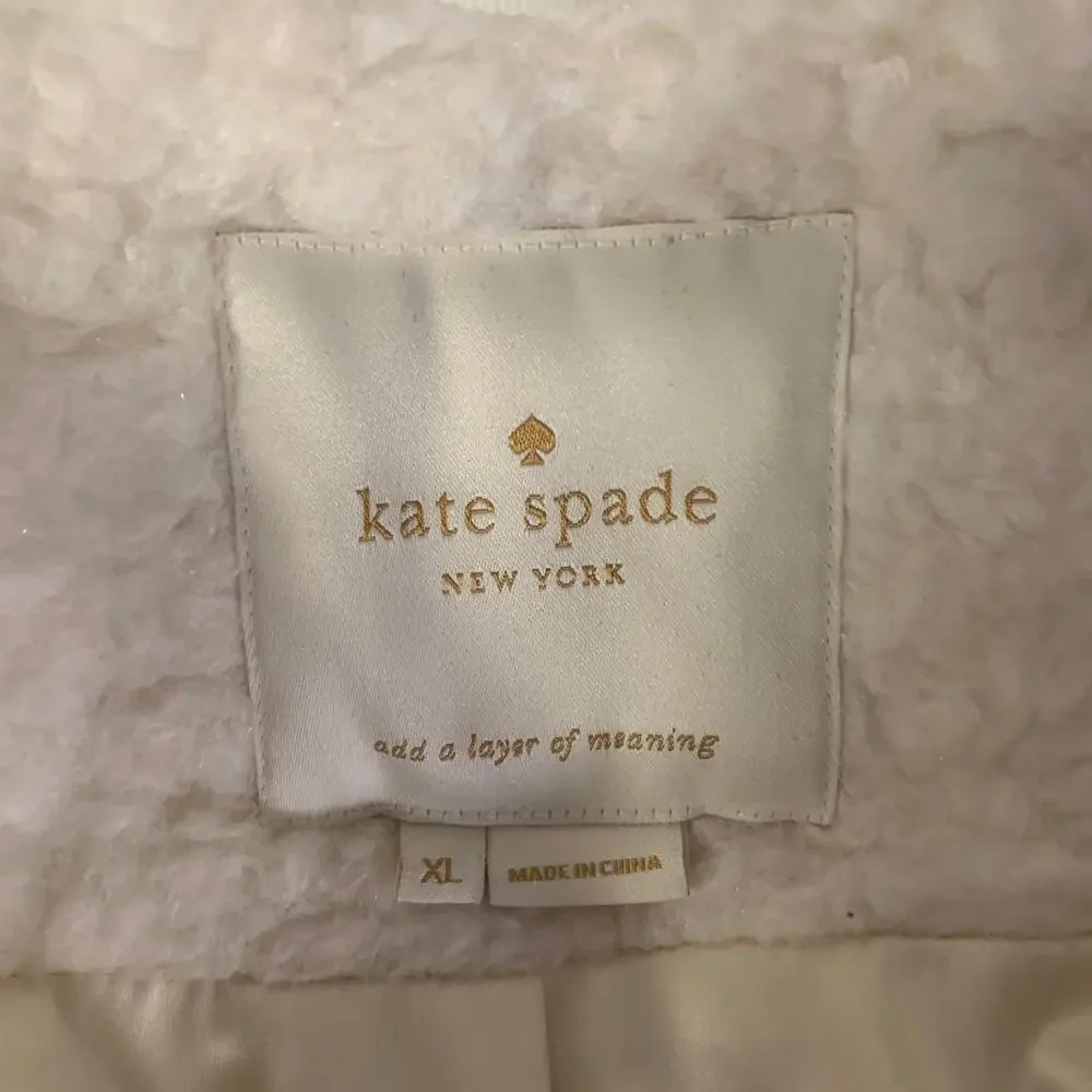 KATE SPADE Size XL Cream Acrylic Blend Faux Fur Peacoat - Picture 5 of 6